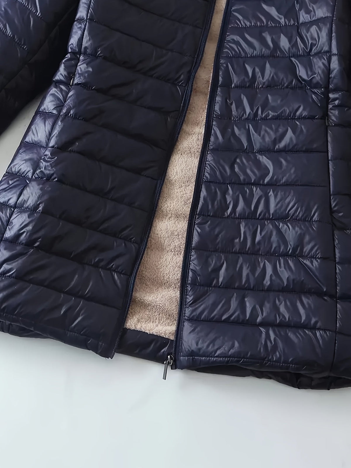 Elsa | Fleece Longline Hooded Puffer Coat for Women