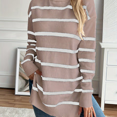 Christine Brewer Megan striped sweater for women, featuring a stylish multicolor striped knit design and a comfortable fit.