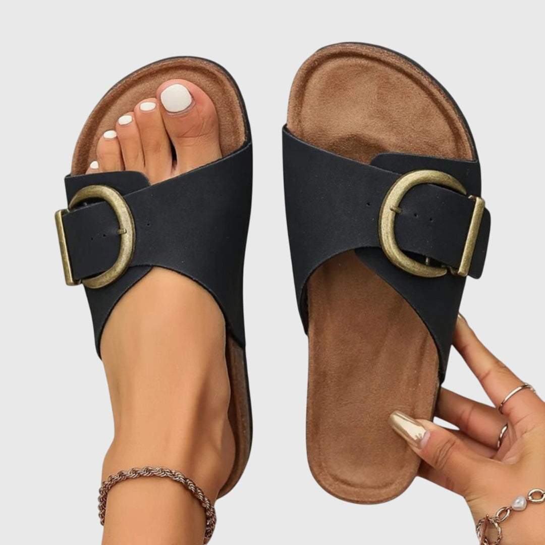 Amber orthopedic women's sandals by Christine Brewer with cushioned footbed and stylish design, perfect for comfortable everyday wear.