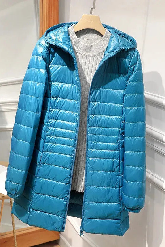 Jutta | Women's Long Winter Coat Hooded Quilted Insulated Warm Zip-Up