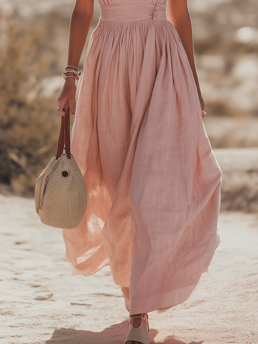 Sleeveless cotton maxi dress for women by Christine Brewer, flowing and comfortable with a casual, elegant design.