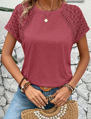 Colorblock Charlotte T-Shirt for women by Christine Brewer, featuring vibrant contrasting panels and a casual, comfortable fit.