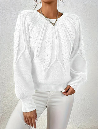 Esme knit sweater for women by Christine Brewer, featuring a cozy, textured fabric and a classic fit, in a neutral color.