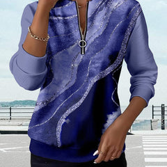 Christine Brewer Florence graphic half-zip sweatshirt for women, showing the stylish hoodie with a graphic design and half-zip front.