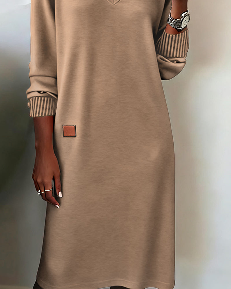 Mariana | Striped Relaxed-Fit V-Neck Sweater Dress for Women