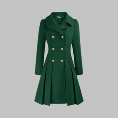 Christine Brewer Dami long sleeve coat with double buttons, featuring a classy design and tailored fit in a neutral color.