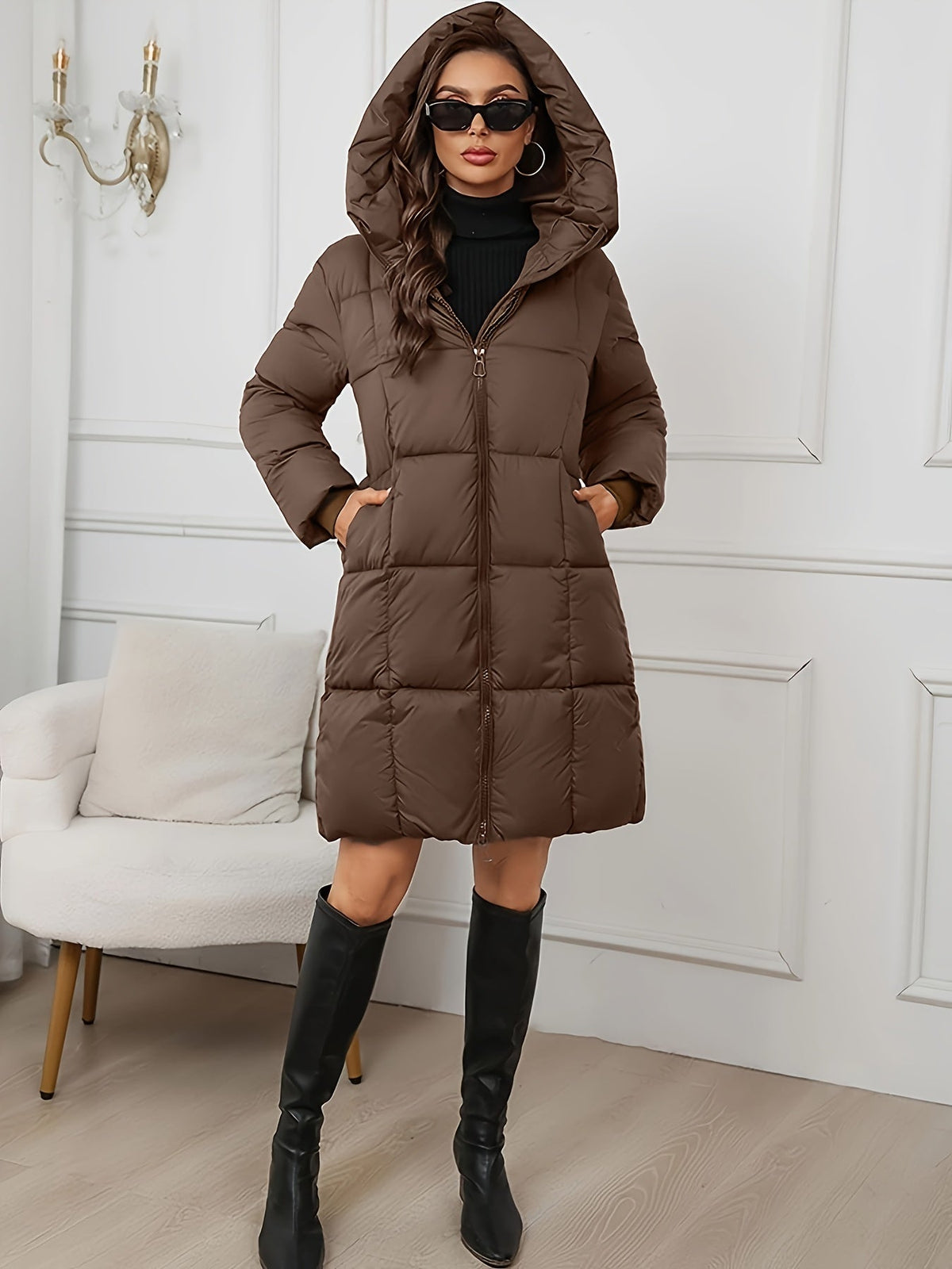 Elke | Women's Puffer Coat Hooded Insulated Warm Zip-Up