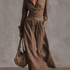 Red linen maxi dress by Christine Brewer, casual sleeveless dress with flowing fabric and relaxed fit.