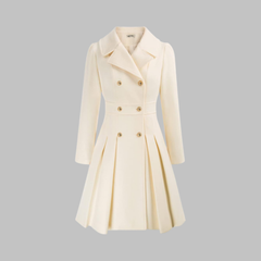 Dami long sleeve coat by Christine Brewer featuring a double button design, stylish and elegant in a classic coat style.