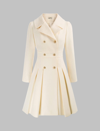 Dami long sleeve coat by Christine Brewer featuring a double button design, stylish and elegant in a classic coat style.