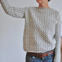 Christine Brewer Ella cozy relaxed fit sweater in soft knit fabric, showcasing a comfortable, stylish sweater with a relaxed fit.