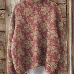 Christine Brewer women's autumn turtleneck graphic sweater featuring a cozy knit design and seasonal fall colors.