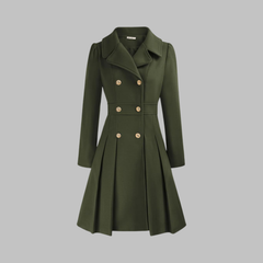 Christine Brewer Dami Classy Double Button Long Sleeve Coat, stylish navy coat with double front buttons and long sleeves.