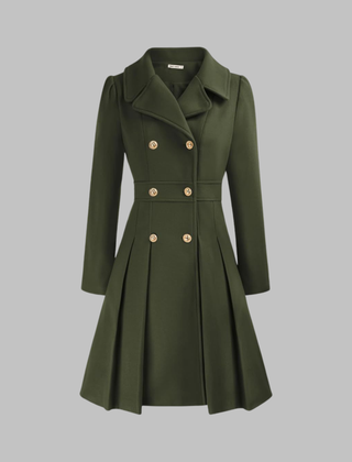 Christine Brewer Dami Classy Double Button Long Sleeve Coat, stylish navy coat with double front buttons and long sleeves.