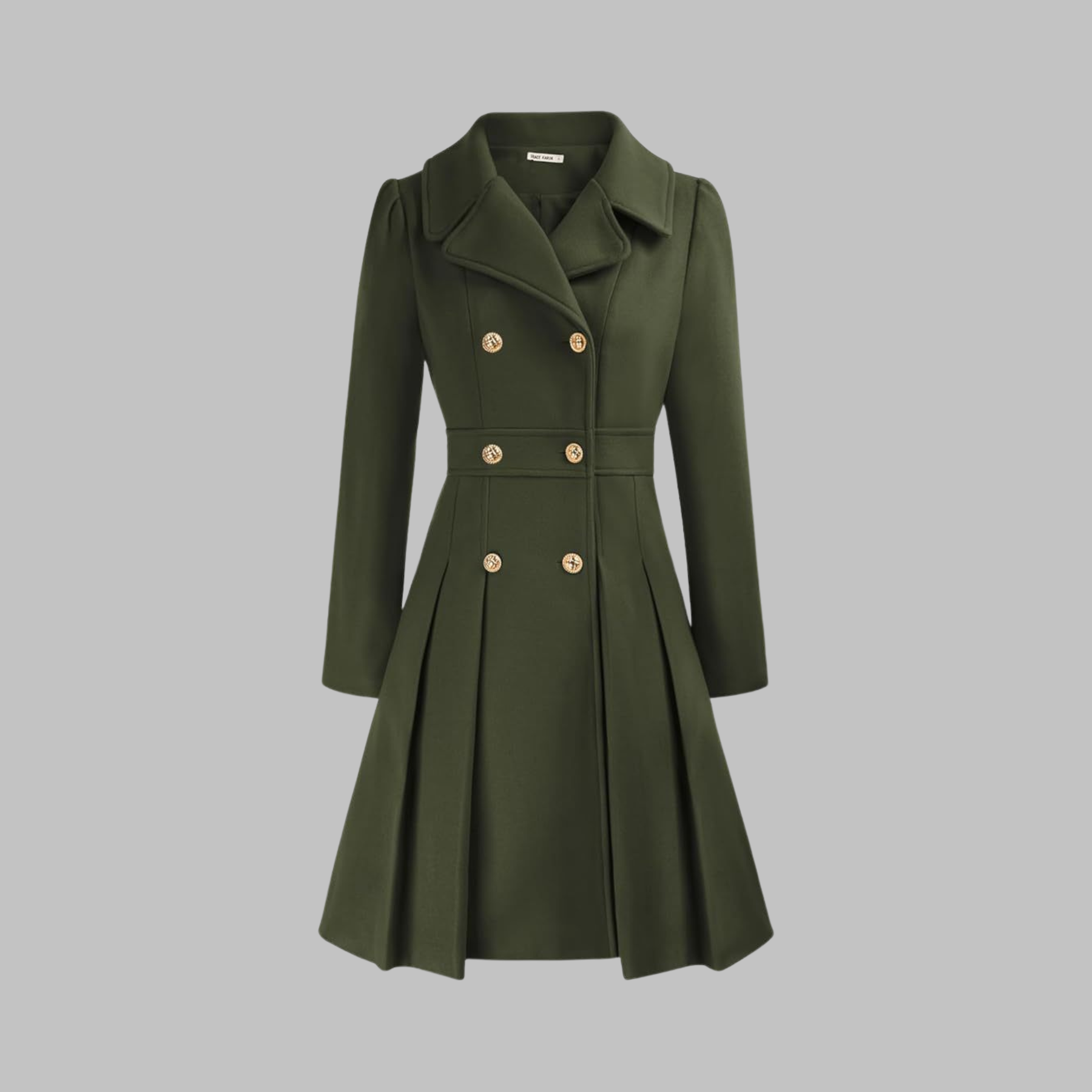 Christine Brewer Dami Classy Double Button Long Sleeve Coat, stylish navy coat with double front buttons and long sleeves.