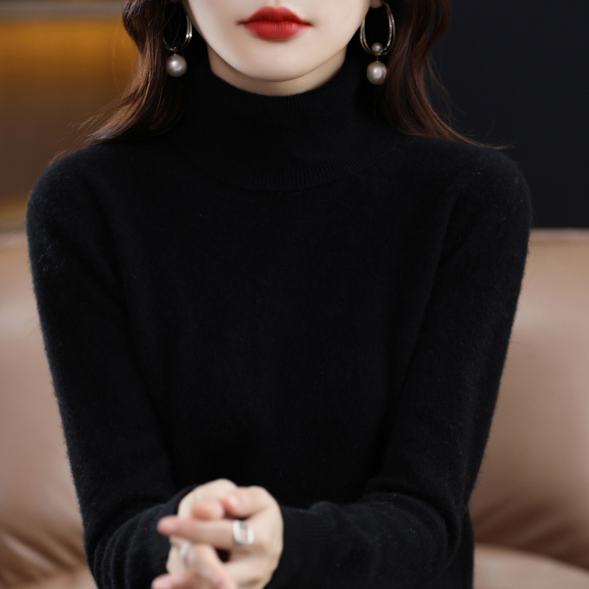 Delilah | Cashmere Sweater Turtleneck Knit Winter Warm Lightweight Slim Fit Pullover Fall