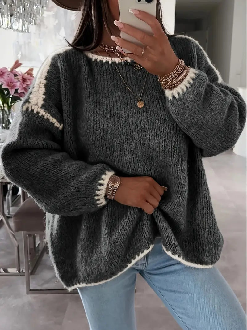 Christine Brewer Taylor women's knit sweater featuring a cozy, textured design in a versatile style and neutral color.