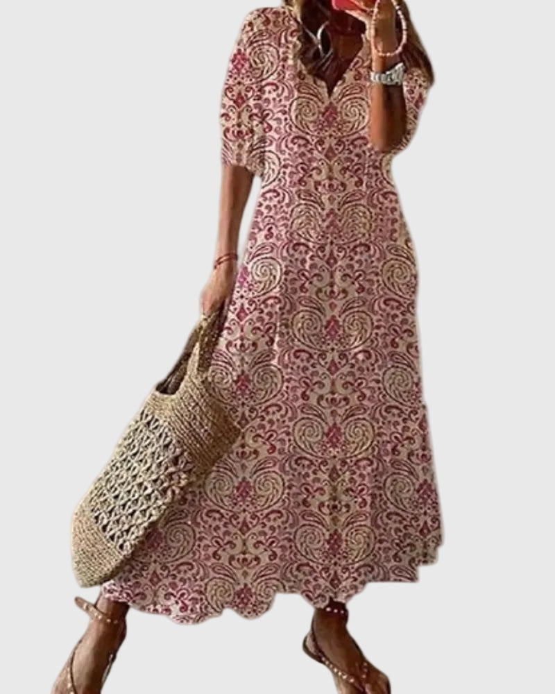 Amalia | Maxi Dress Women Boho V-Neck Summer Lightweight Flowy Printed Casual Vacation