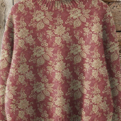 Women’s autumn turtleneck sweater by Christine Brewer featuring a graphic print, soft knit fabric, and comfortable fit.