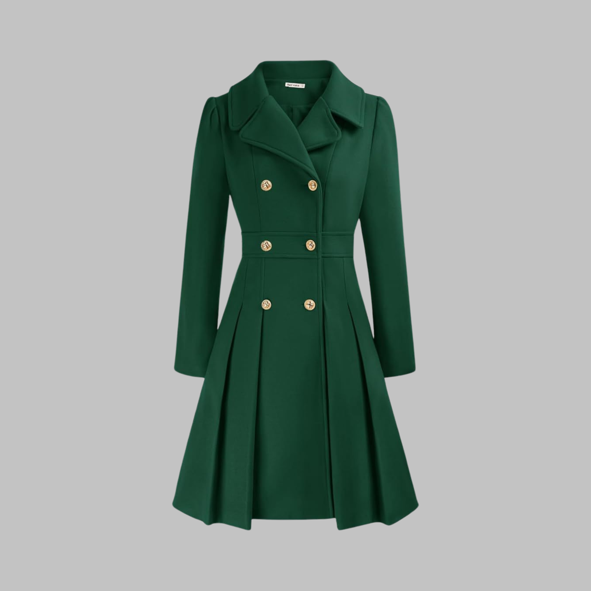 Christine Brewer Dami Classy double button long sleeve coat displayed on a model with a tailored fit and elegant design.
