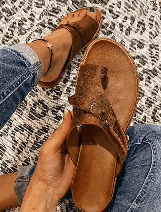 Delia orthopedic comfort sandals for women by Christine Brewer, featuring supportive design and casual style.