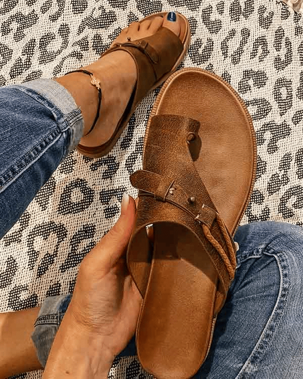 Delia orthopedic comfort sandals for women by Christine Brewer, featuring supportive design and casual style.