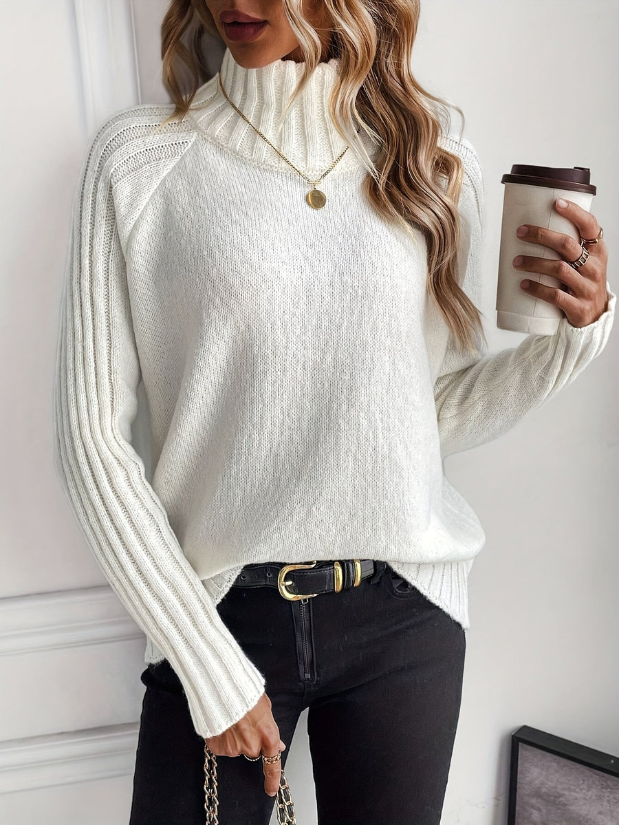 Christine Brewer Rosalind knit sweater for women, soft cable-knit in cozy wool blend, featuring a classic round neckline and long sleeves.