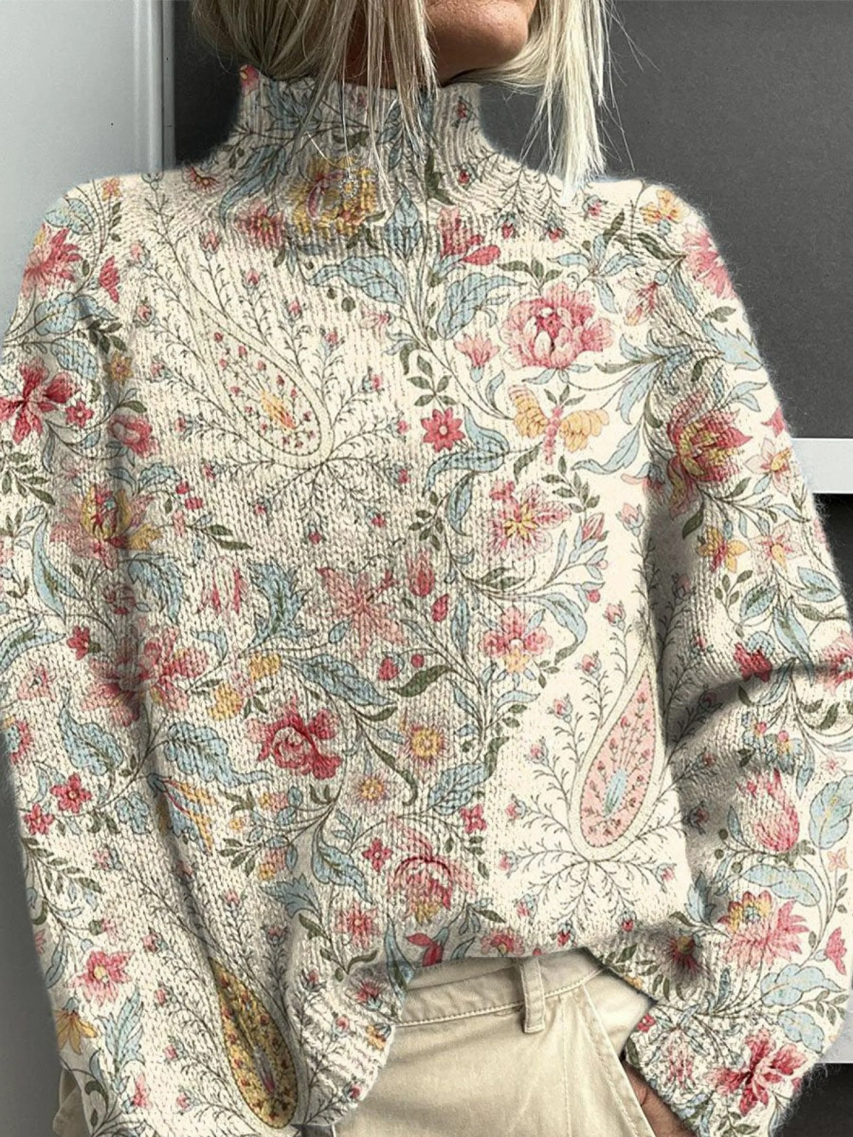 Christine Brewer Brooke women's turtleneck graphic sweater featuring a stylish print and cozy knit fabric.