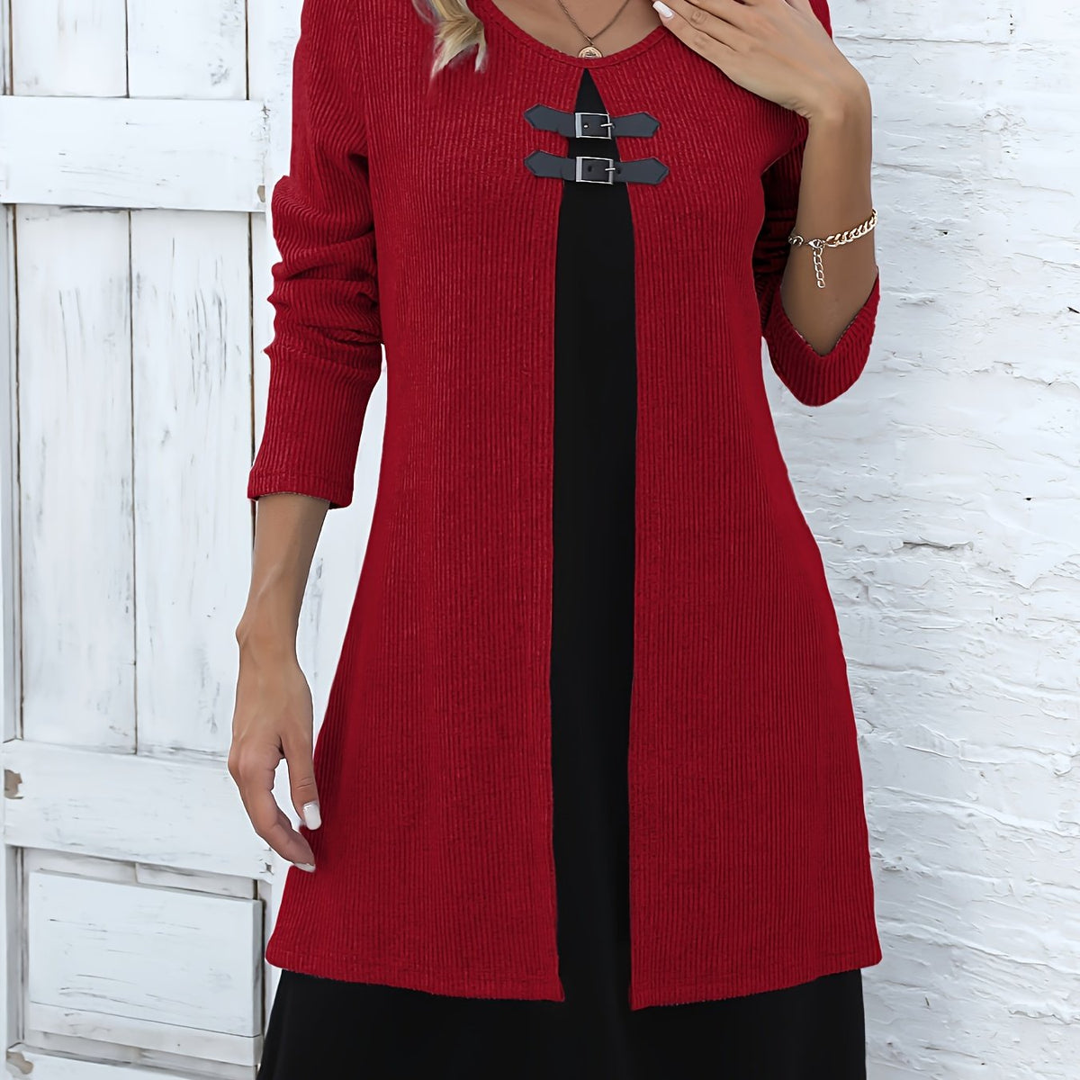 Rosetta | Ribbed Long Sleeve Midi Dress for Women