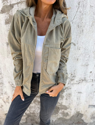 Women’s Adeline hooded jacket by Christine Brewer, featuring a stylish design with a hood and zip closure, perfect for casual wear.