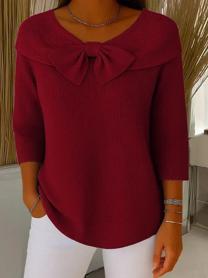 Women’s knit sweater by Christine Brewer in Serena style, featuring a cozy, textured knit fabric and a classic fit.