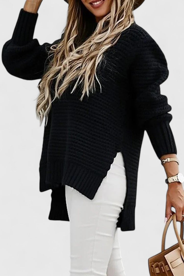 Pink knit sweater for women by Christine Brewer featuring a cozy, stylish design, perfect for casual or layered outfits.