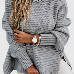 Christine Brewer Joy knit sweater for women, cozy long-sleeve top with ribbed cuffs and neckline, soft and stylish winter wear.