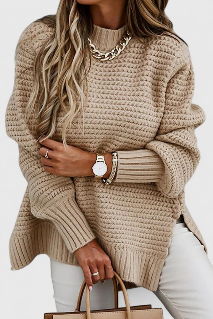 Christine Brewer Joy knit sweater for women, cozy long-sleeve top with a textured knit pattern, perfect for casual wear.