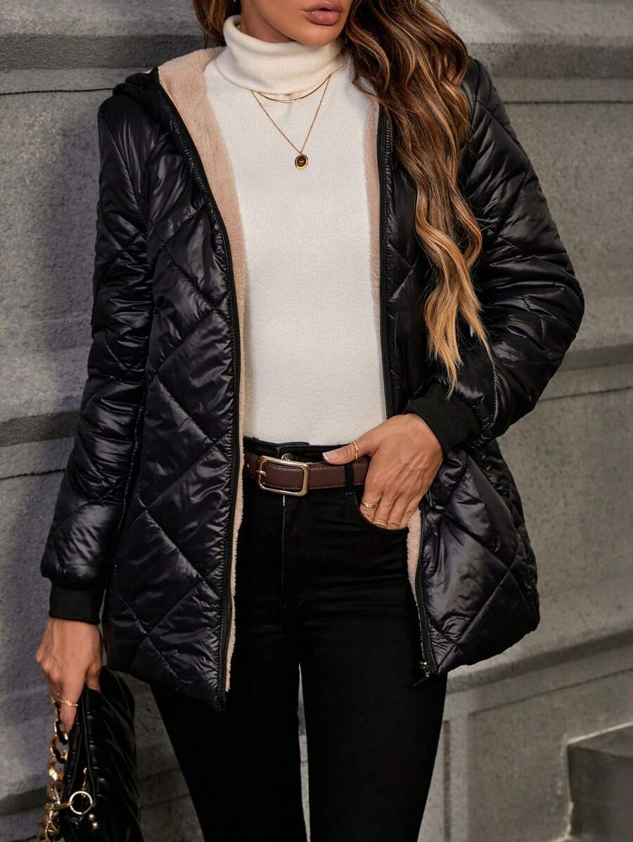 Emilia | Quilted Hooded Fleece Jacket for Women