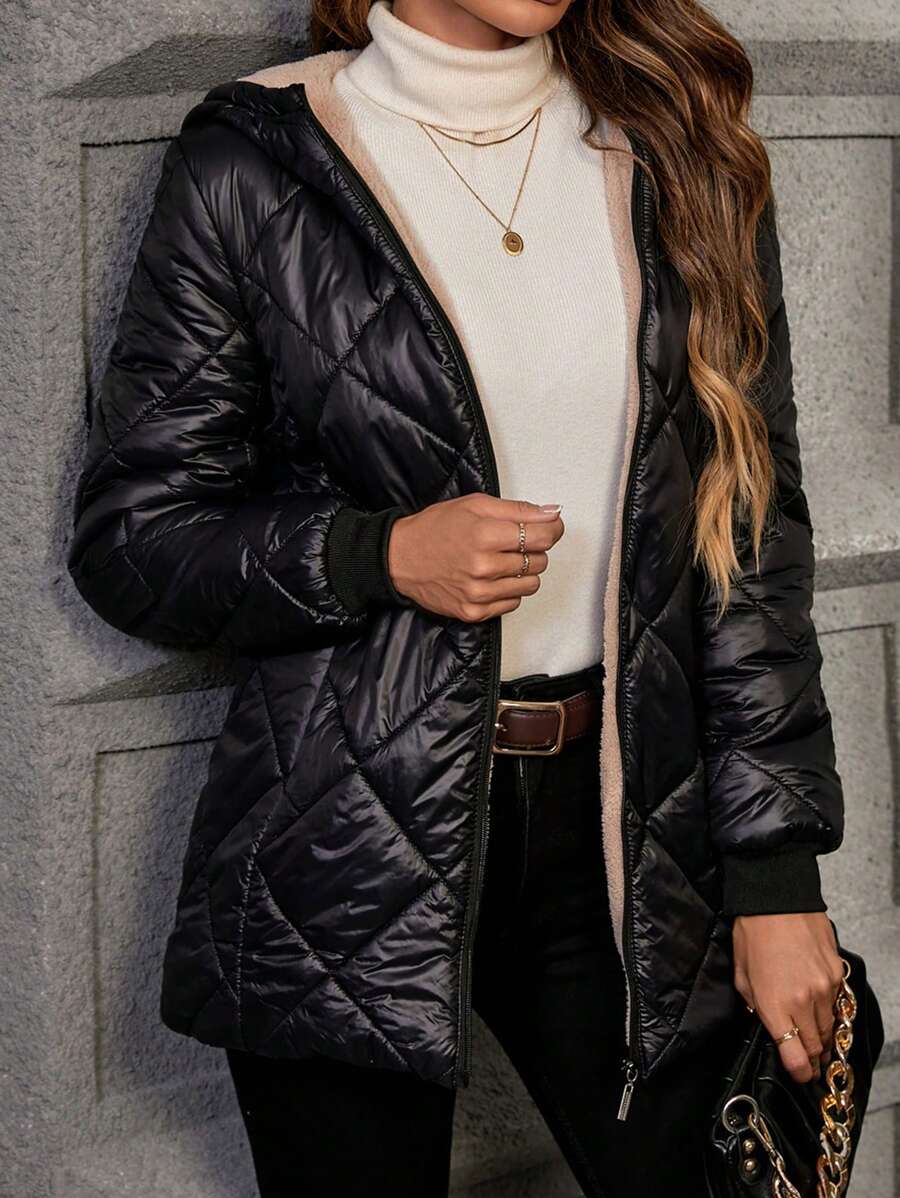 Emilia | Quilted Hooded Fleece Jacket for Women