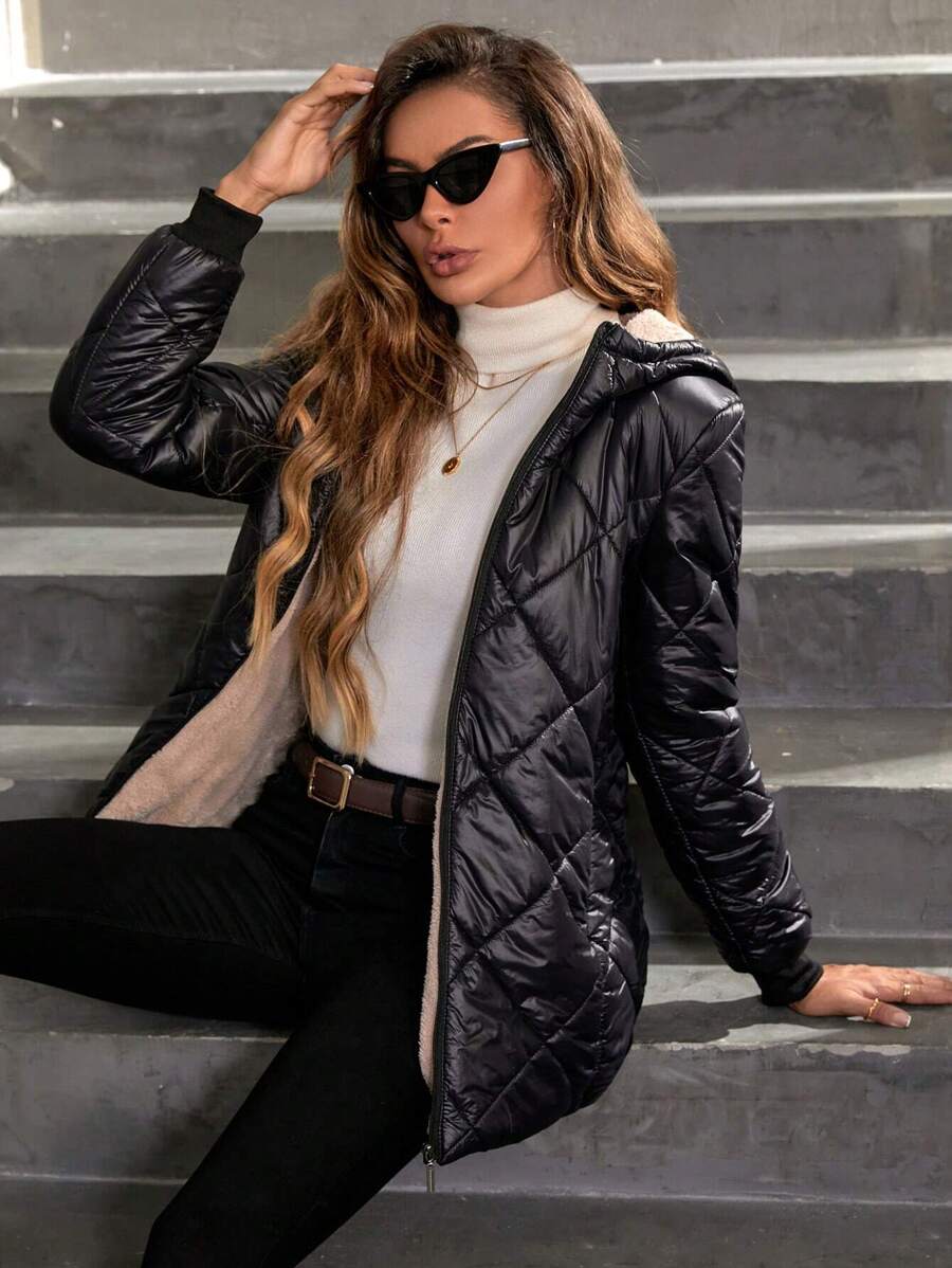 Emilia | Quilted Hooded Fleece Jacket for Women