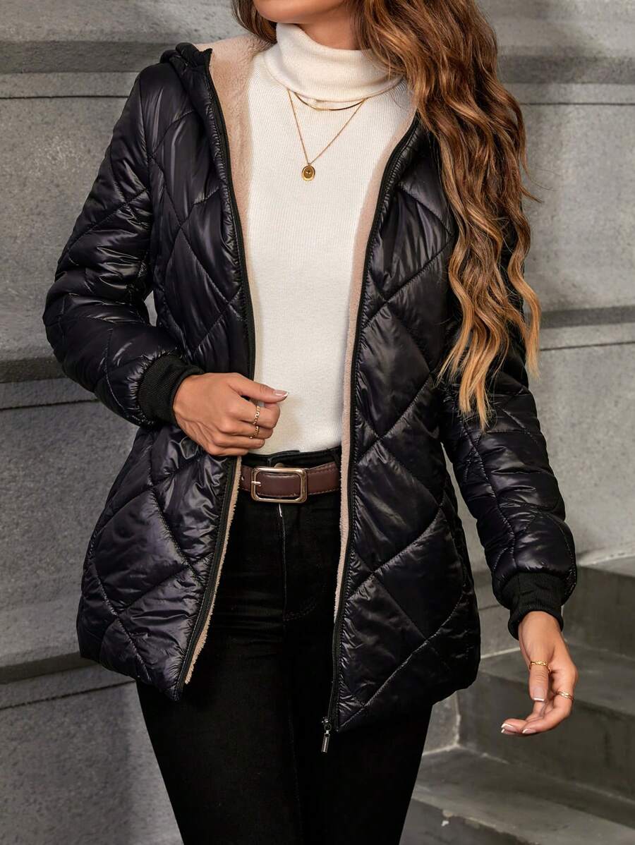 Emilia | Quilted Hooded Fleece Jacket for Women