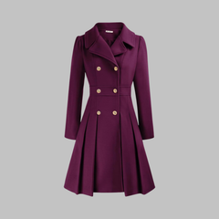 Dami Classy Double Button Long Sleeve Coat by Christine Brewer, featuring a tailored fit and elegant design in neutral fabric.