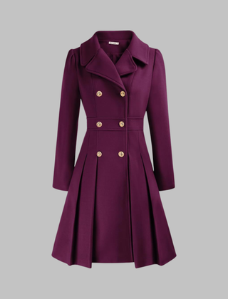 Dami Classy Double Button Long Sleeve Coat by Christine Brewer, featuring a tailored fit and elegant design in neutral fabric.
