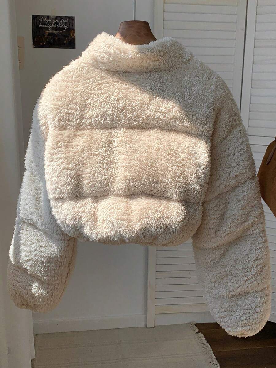 Klara | Women's Puffer Coat Faux Fur Trim Cropped Stand Collar Thick Warm Winter