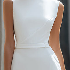 Sleeveless asymmetric panel tailored maxi dress by Christine Brewer, featuring a sleek design and flowing fabric.