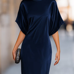 Batwing-sleeve column maxi dress for women by Christine Brewer, featuring a flowing silhouette and elegant design.