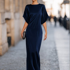 Christine Brewer batwing-sleeve column maxi dress for women, featuring flowing fabric and elegant design, shown on model.