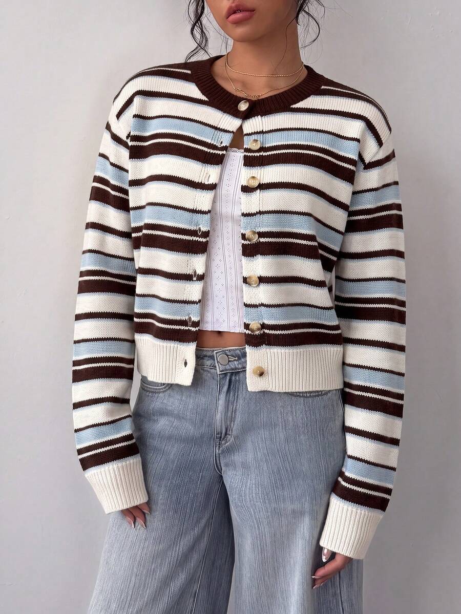 Antonia | Cropped Button-Front Crew Neck Cardigan for Women