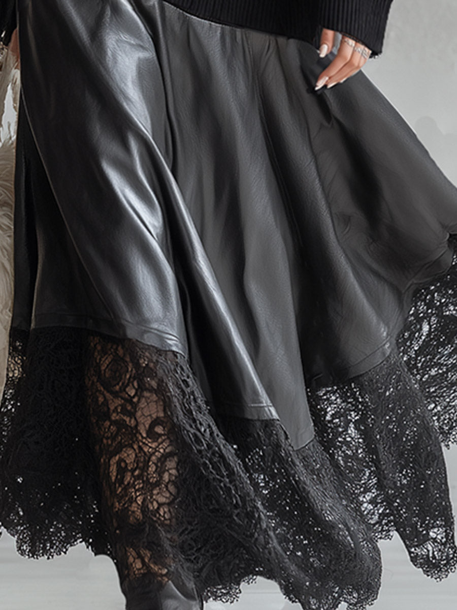 Sylvie | Black Lace Patchwork Maxi Dress for Women