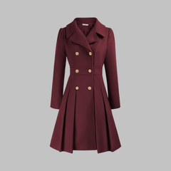 Christine Brewer Dami Classy double button long sleeve coat in beige with tailored fit and elegant design.