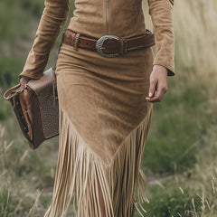 Christine Brewer tassel midi dress, casual flowy dress with tassel details and a relaxed fit, perfect for everyday wear.