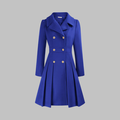 Christine Brewer Dami Classy Double Button Long Sleeve Coat, stylish navy coat with double front buttons and long sleeves.