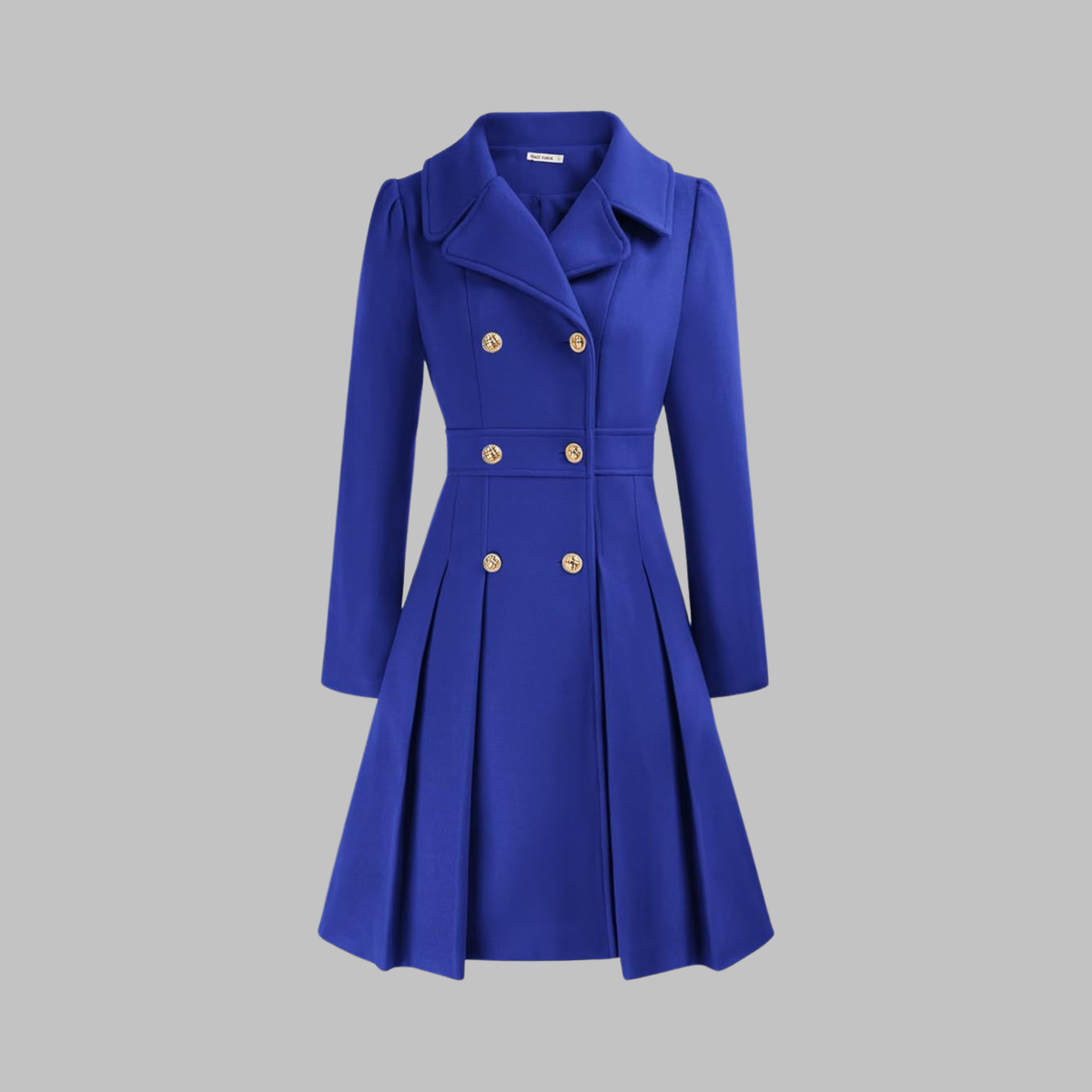 Christine Brewer Dami Classy Double Button Long Sleeve Coat, stylish navy coat with double front buttons and long sleeves.